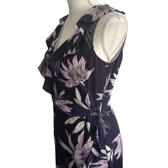 VINCE CAMUTO Purple Floral Midi Dress Size 4 - Picture 5 of 8